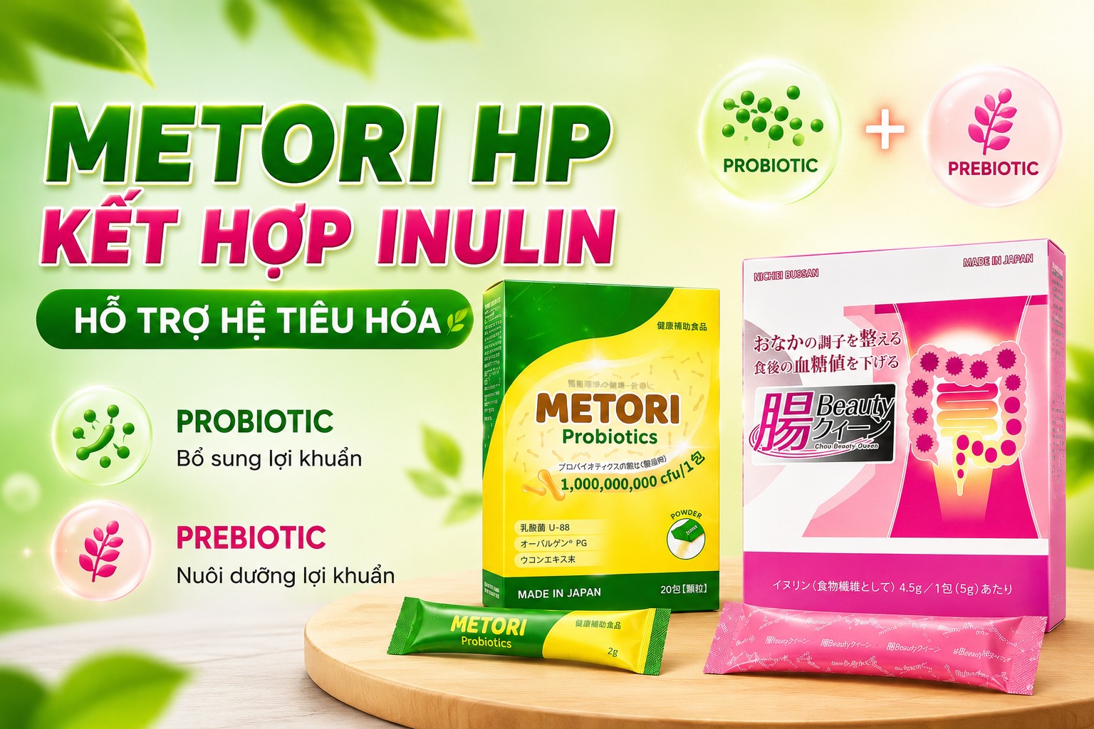 Men Dạ Dày Metori HP Và Inulin Nhật Bản Hỗ Trợ Tiêu Hóa Toàn Diện