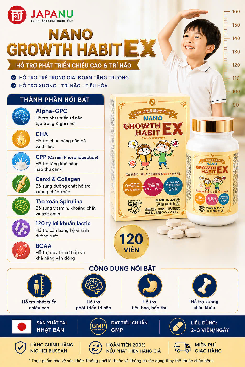 Các thành phần khác có trong viên uống tăng chiều cao Nano Growth Habit Ex
