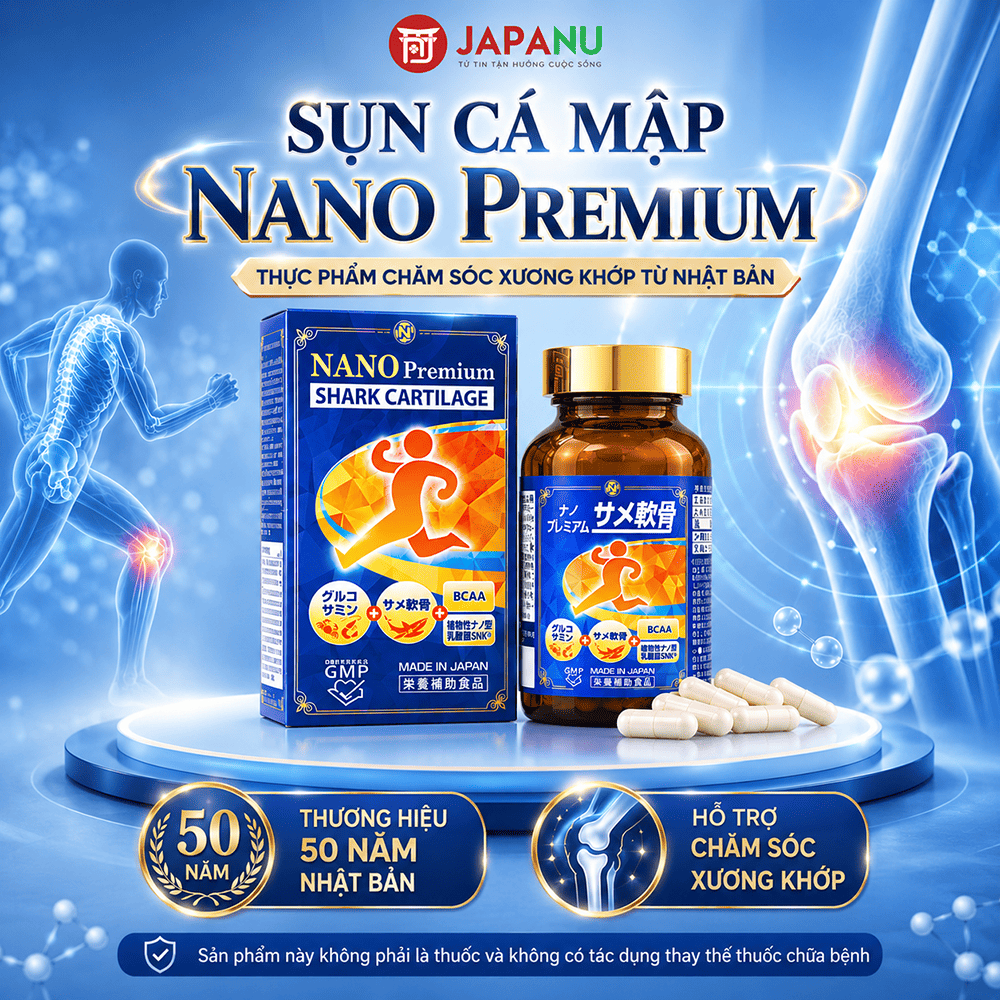 Viên Uống Sụn Cá Mập Nano Premium - Thực Phẩm Chăm Sóc Xương Khớp Từ Nhật Bản