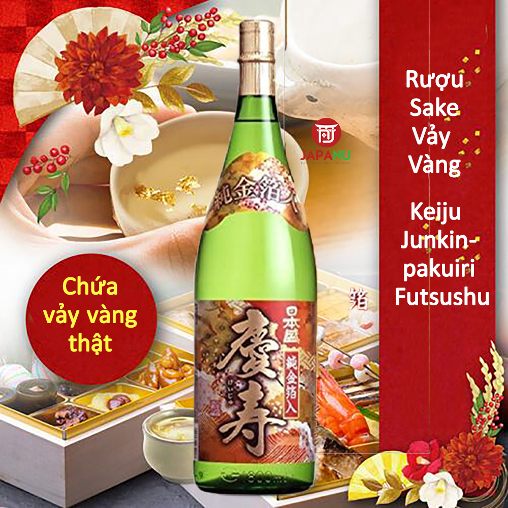 Giới Thiệu Rượu Sake Vảy Vàng Keiju Junkinpakuiri Futsushu 1800ml