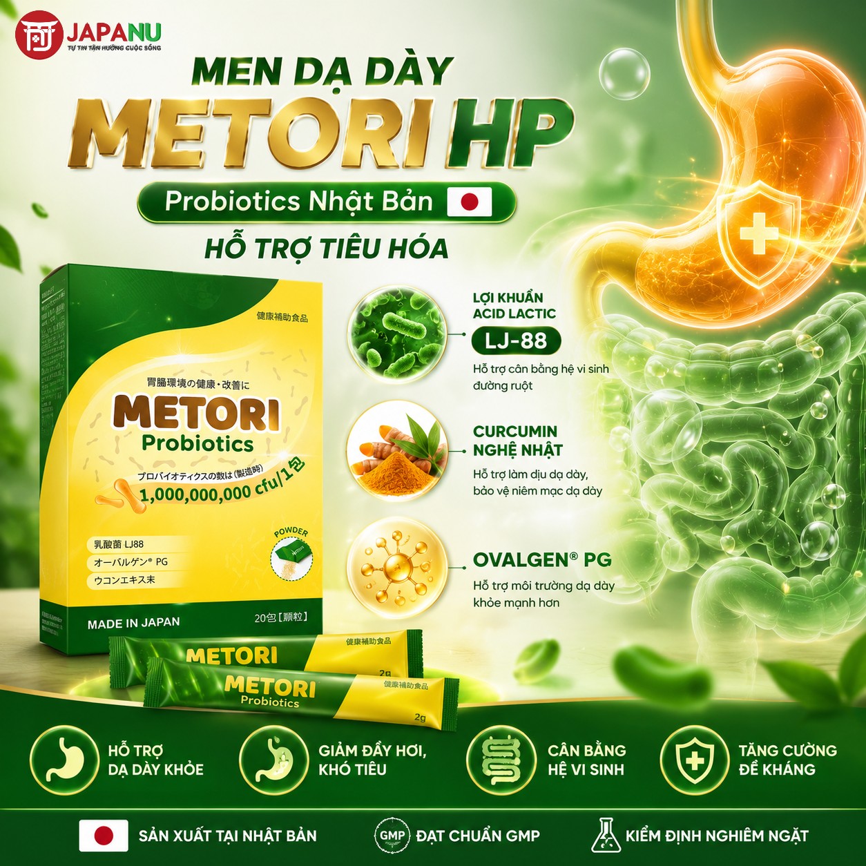 Men Dạ Dày Metori HP Probiotics Nhật Bản