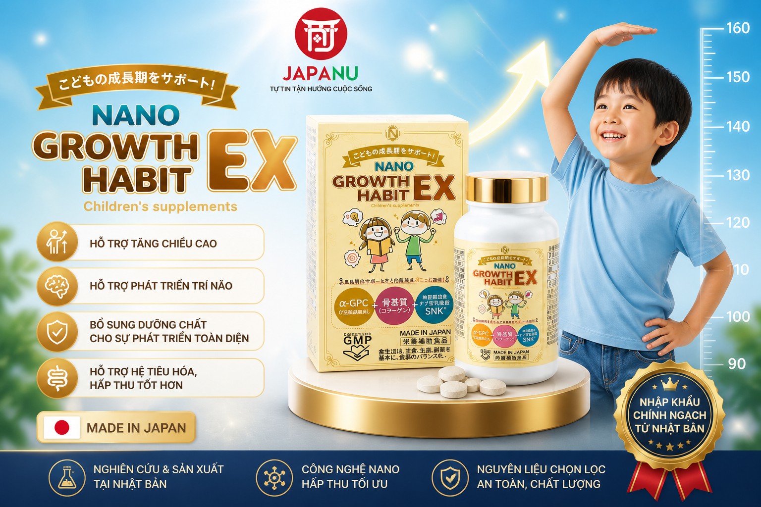 Viên uống tăng chiều cao Nano Growth Habit EX Nhật Bản