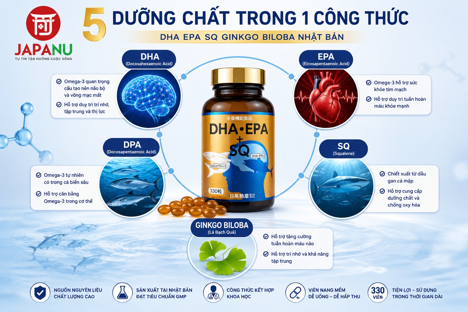 Thành phần DHA EPA DPA SQ Ginkgo Biloba