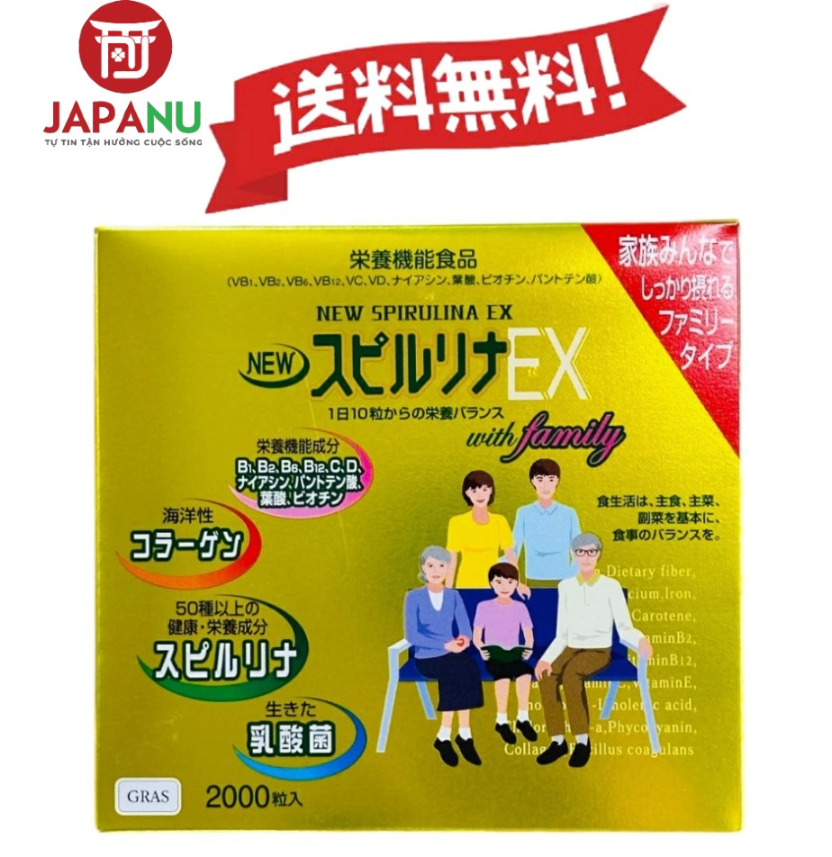 Tảo vàng cao cấp Spirulina EX 2000 Viên - Nội địa Nhật
