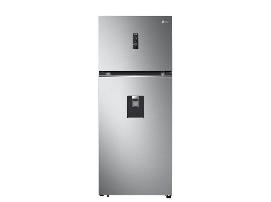 Tủ lạnh LG 2 cánh - Ngăn đá trên 374L Inverter Xám bạc GN-D372PSA