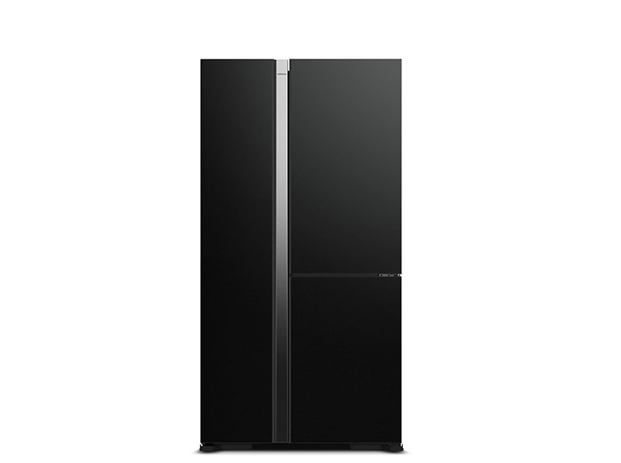 Tủ lạnh Hitachi Side by side - 3 cánh 590L Inverter Đen/Kính cường lực R-M800PGV0(GBK)