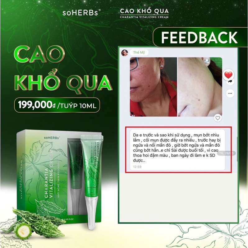 Cao Khổ Qua Dành Cho Da Mụn soHERBs 10ml