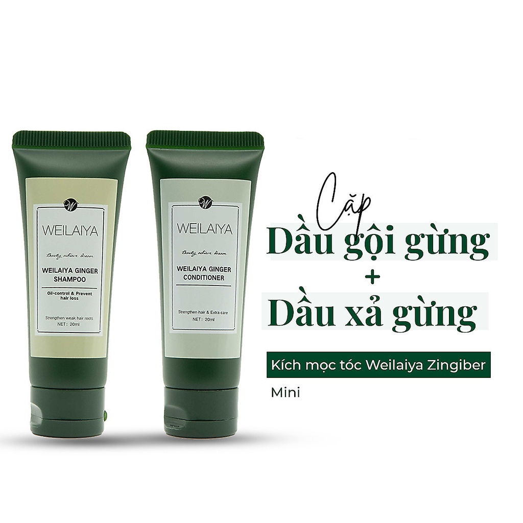 SET GỘI XẢ MINI TINH CHẤT GỪNG HÀ THỦ Ô Weilaiya MÀU NGẪU NHIÊN