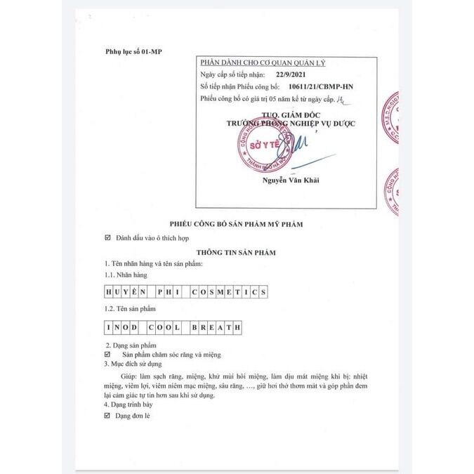 CHE TÊN SP - Tinh Dầu Hôi Miệng INOD Huyền Phi -Sạch Hôi miệng - Dứt Điểm Vấn Đề Răng Miệng