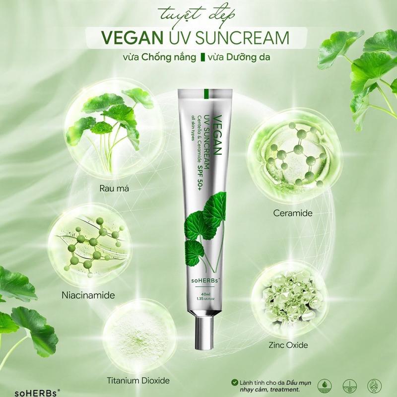 Kem chống nắng Soherbs VEGAN SPF 50+ cho da nhạy cảm 40ml