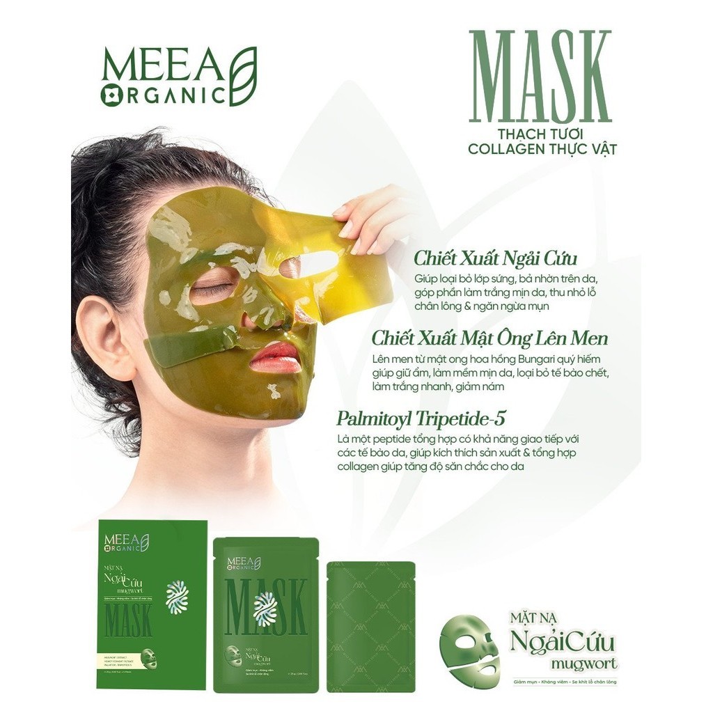 Mặt Nạ Mask Thạch Tươi Collagen Thực Vật Meea Organic