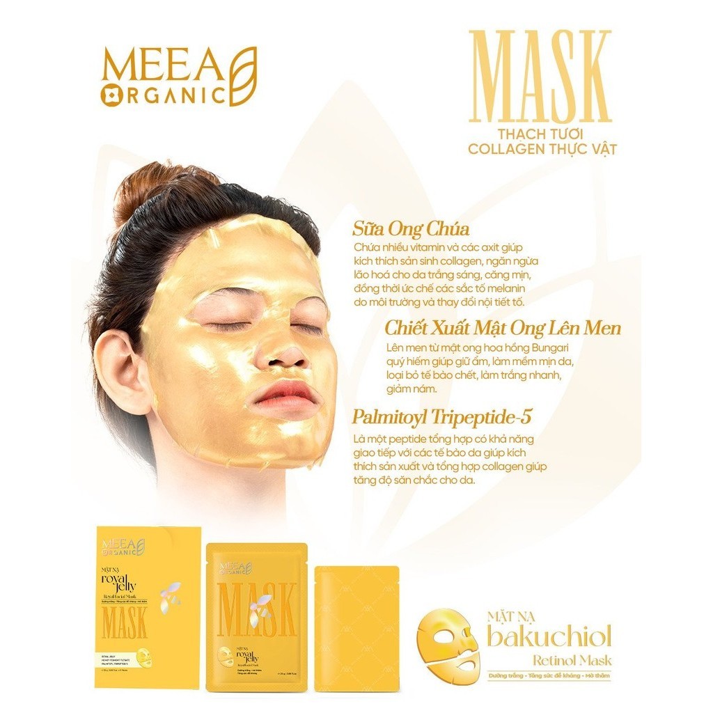 Mặt Nạ Mask Thạch Tươi Collagen Thực Vật Meea Organic