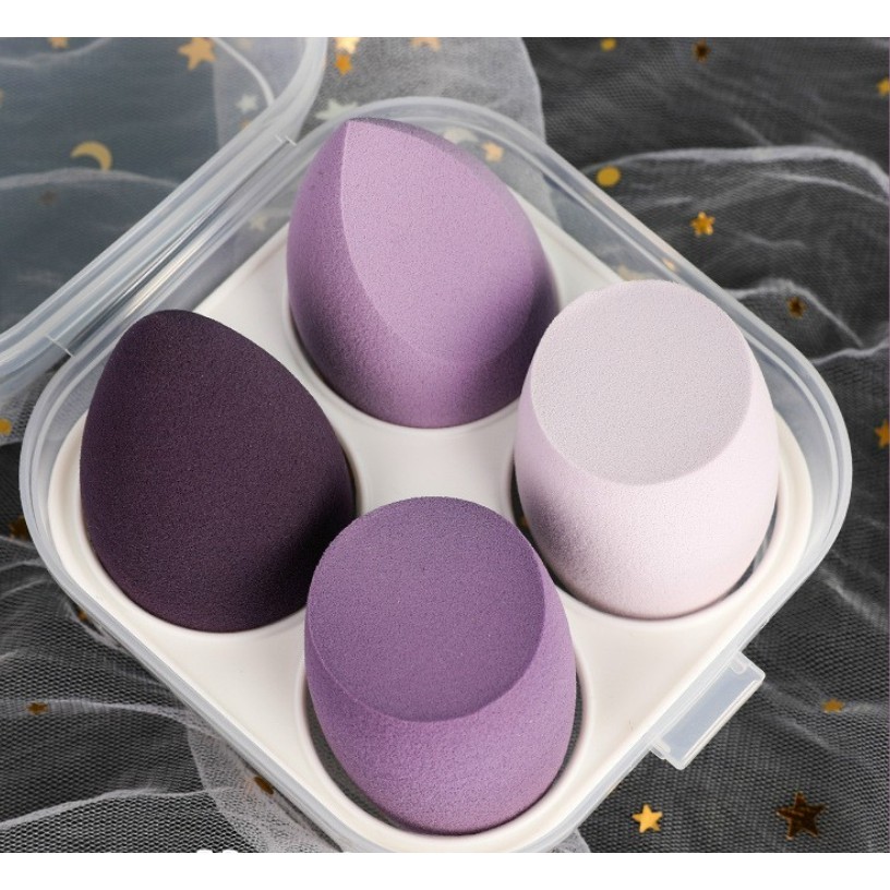 Set 4 Bông Mút Trang Điểm Kèm Hộp Đựng Xinh Xắn