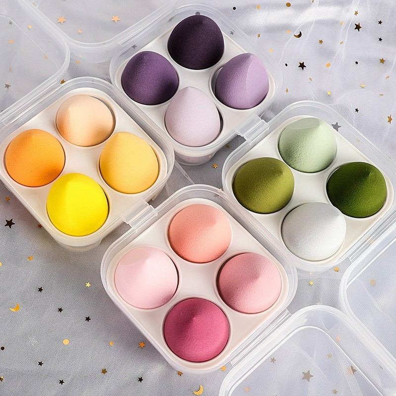 Set 4 Bông Mút Trang Điểm Kèm Hộp Đựng Xinh Xắn