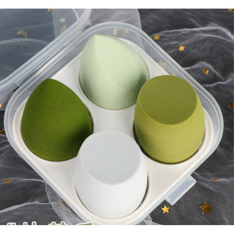 Set 4 Bông Mút Trang Điểm Kèm Hộp Đựng Xinh Xắn