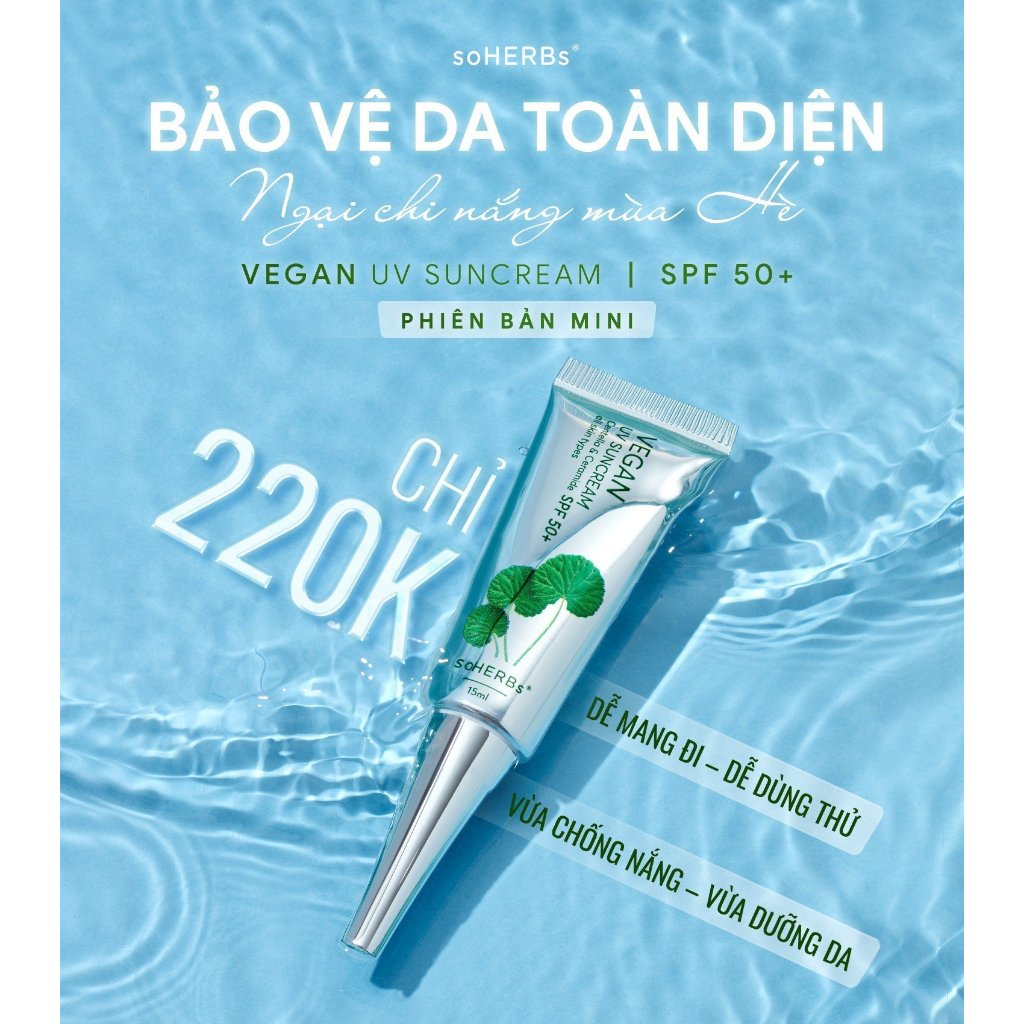 Kem chống nắng Soherbs VEGAN SPF 50+ cho da nhạy cảm 40ml