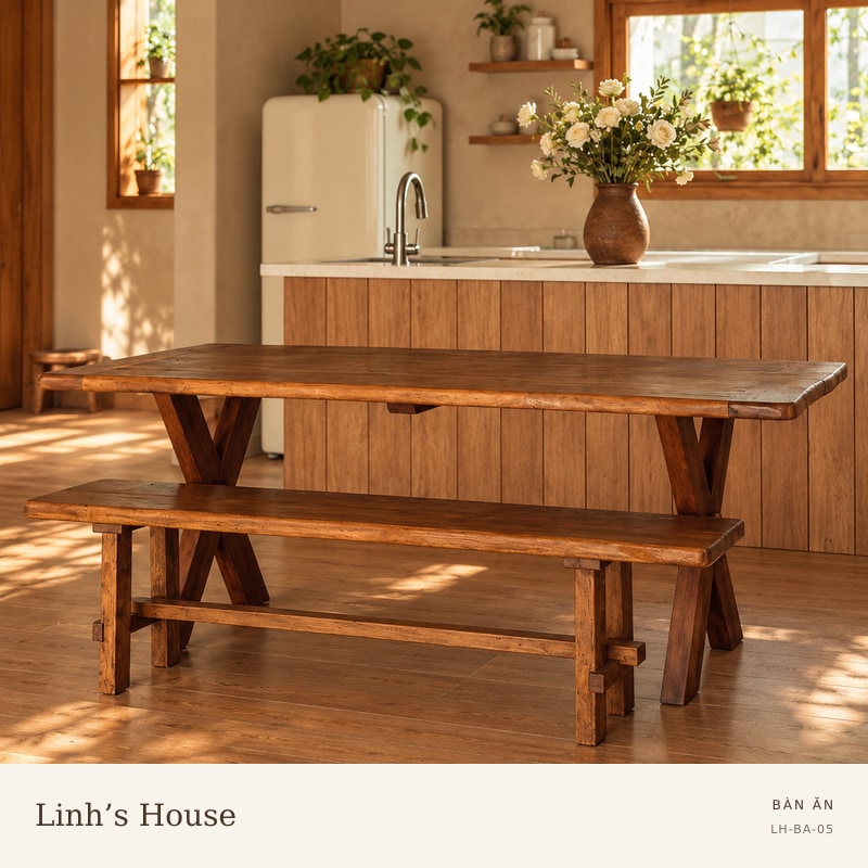 Bàn mặt lượn, ghép thanh bó 2 đầu , chân chữ X
