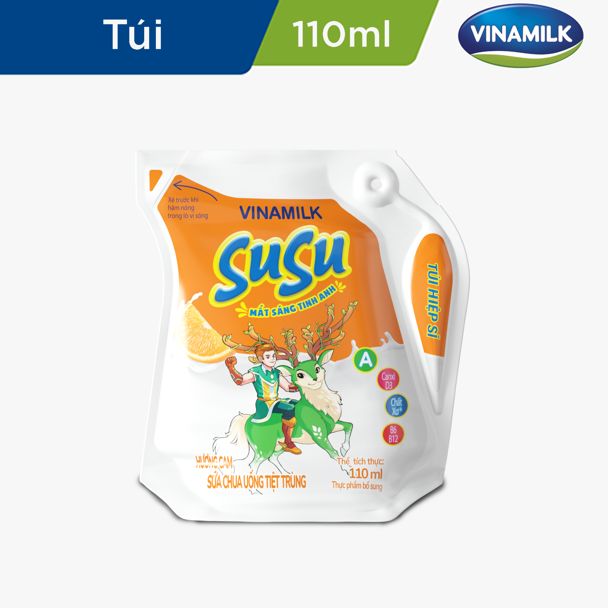 Sữa Chua uống Vinamilk Susu hương Cam - thùng 24 túi x 110ml
