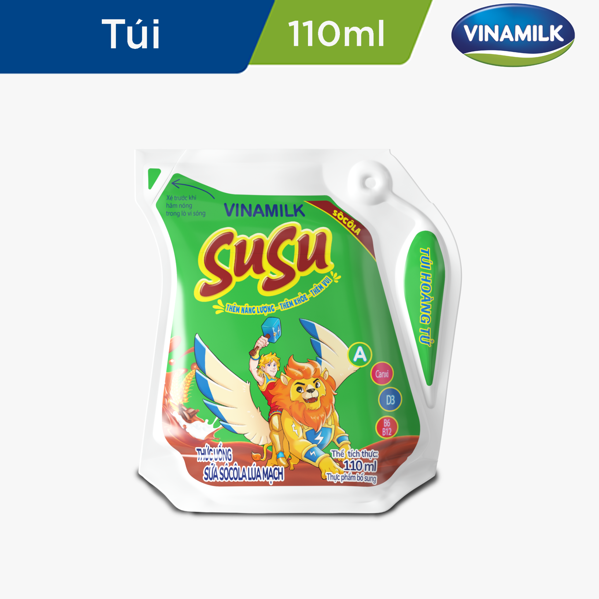 Thức uống Sữa Sôcôla lúa mạch Vinamilk Susu - thùng 24 túi x 110ml