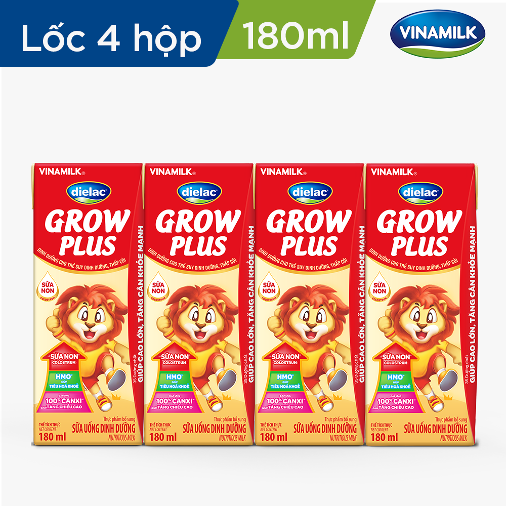 Sữa uống Dinh dưỡng Dielac Grow Plus (Sữa Non) - Lốc 4 hộp 180ml