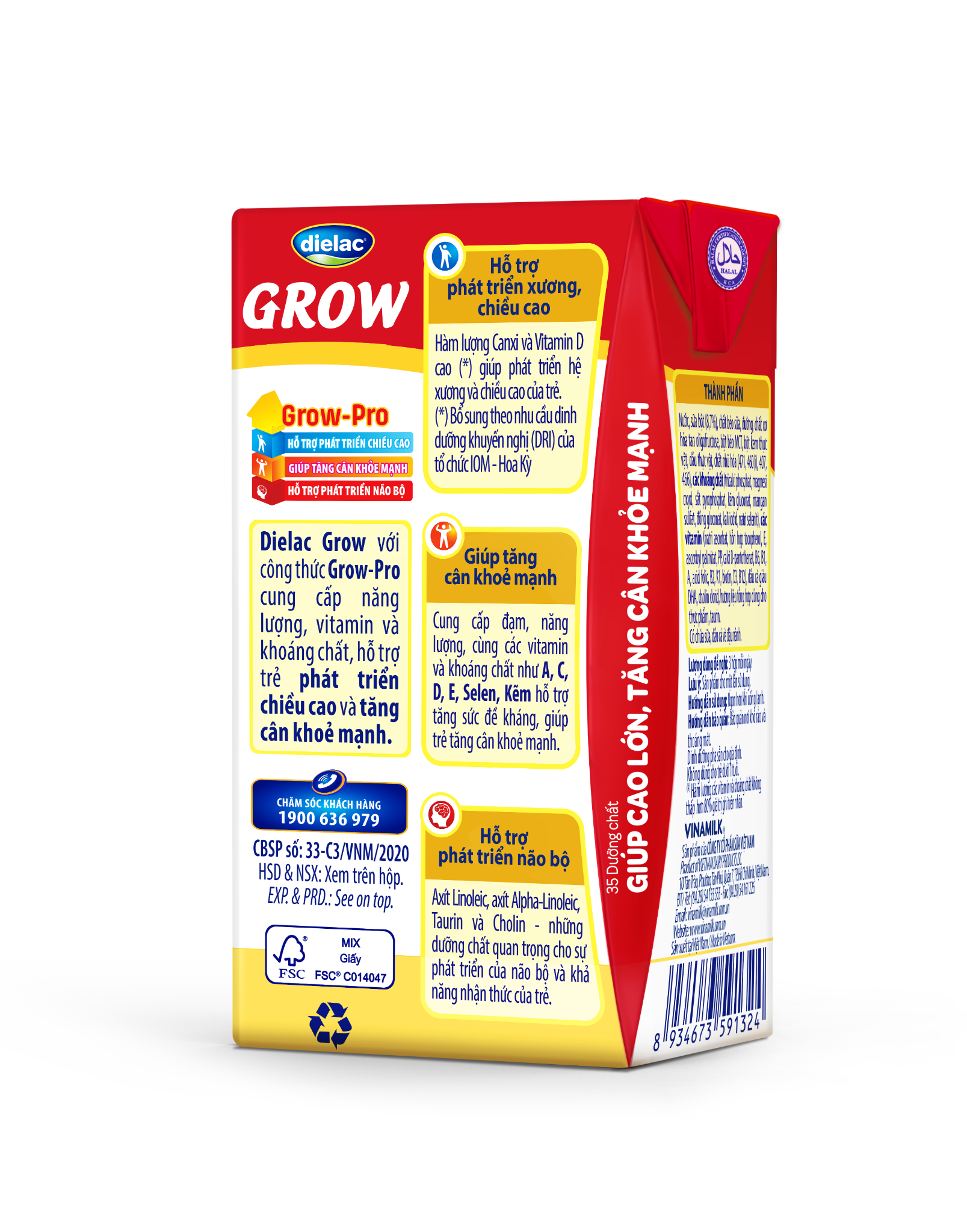 Sữa uống dinh dưỡng Dielac Grow - Lốc 4 hộp 110ml