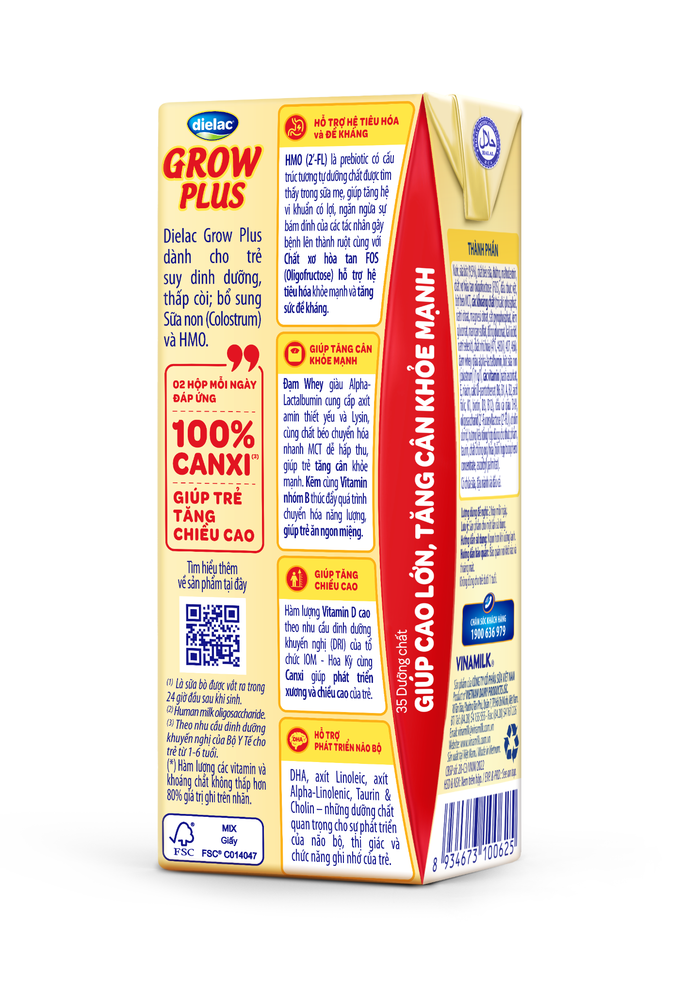Sữa uống Dinh dưỡng Dielac Grow Plus (Sữa Non) - Lốc 4 hộp 180ml