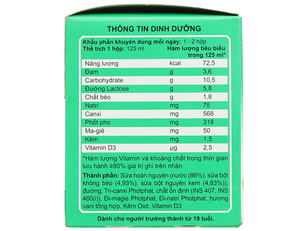 Sữa bột pha sẵn Anlene đậm đặc 4x vani 125ml (Lốc 4)