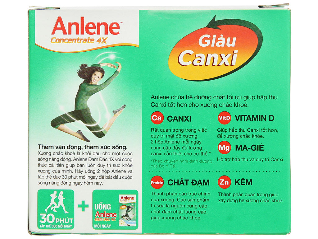 Sữa bột pha sẵn Anlene đậm đặc 4x vani 125ml (Lốc 4)