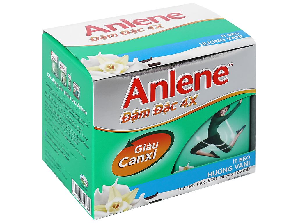 Sữa bột pha sẵn Anlene đậm đặc 4x vani 125ml (Lốc 4)
