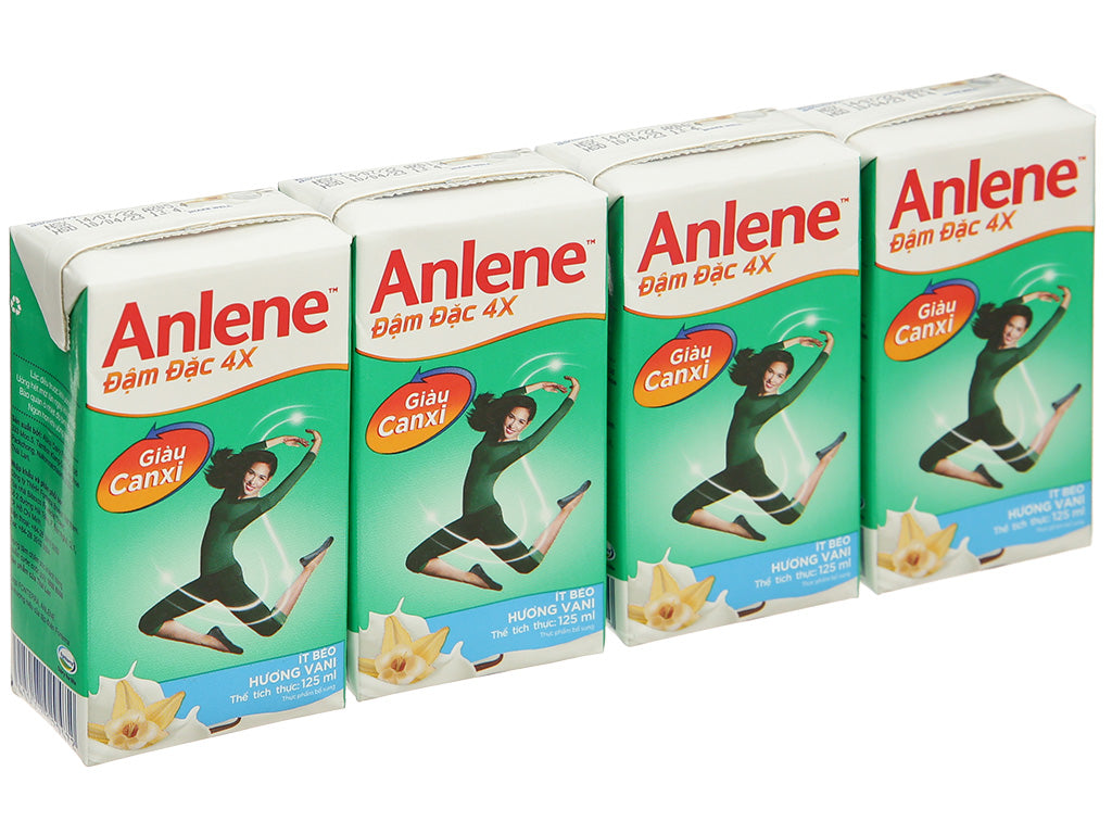 Sữa bột pha sẵn Anlene đậm đặc 4x vani 125ml (Lốc 4)