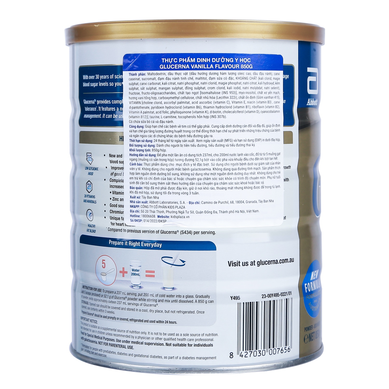 Sữa Glucerna Úc hương Vani 850g (người bệnh tiểu đường)
