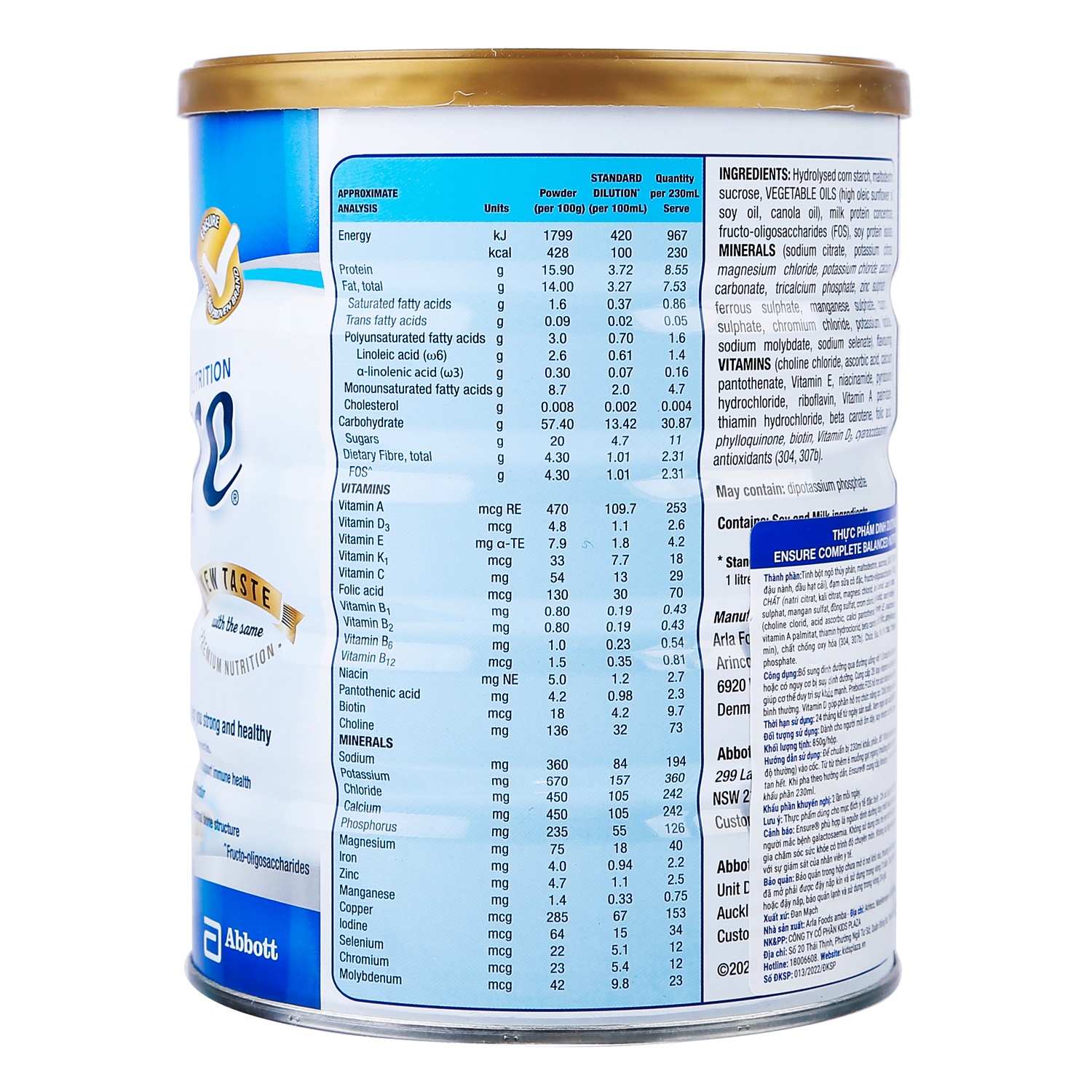Sữa Ensure Úc hương Vani 850g