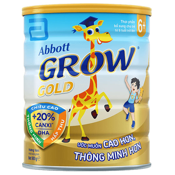 Sữa Abbott Grow Gold 6+ 900g hương Vani (trên 6 tuổi)