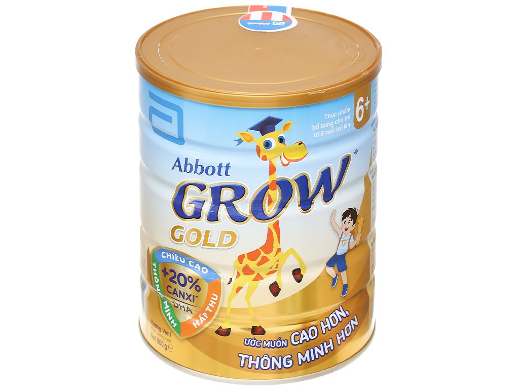 Sữa Abbott Grow Gold 6+ 900g hương Vani (trên 6 tuổi)