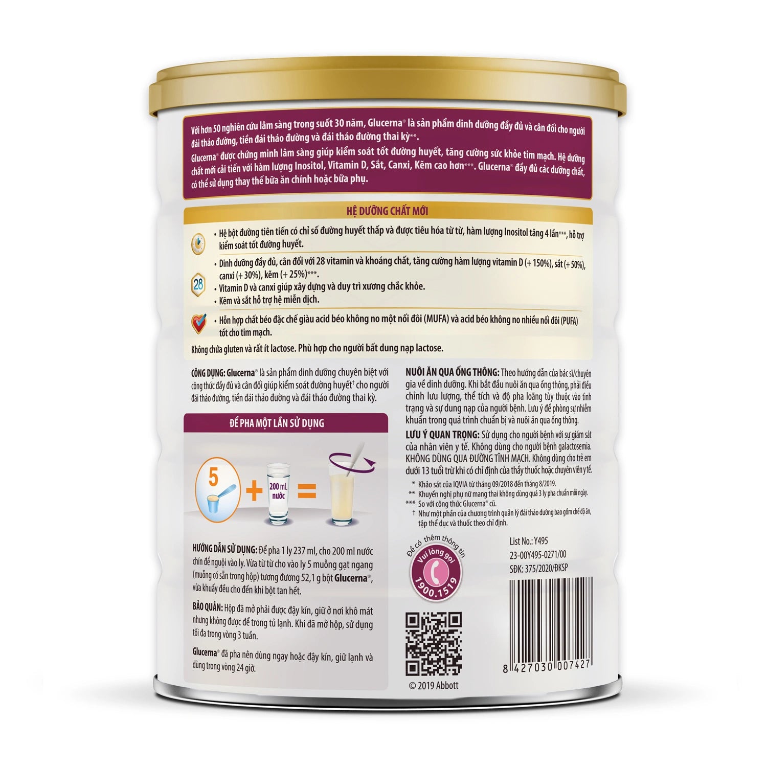 Sữa Glucerna hương Vani 850g (người bệnh tiểu đường)