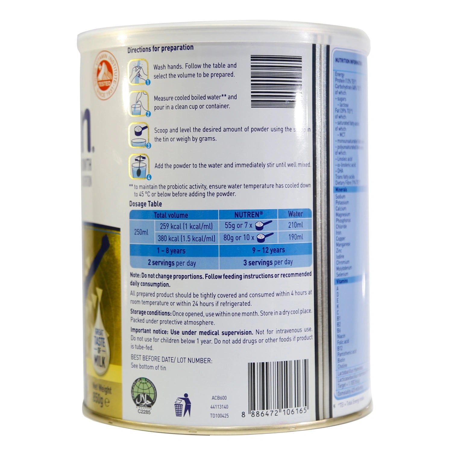 Sữa Nutren Junior 850g (1-12 tuổi)