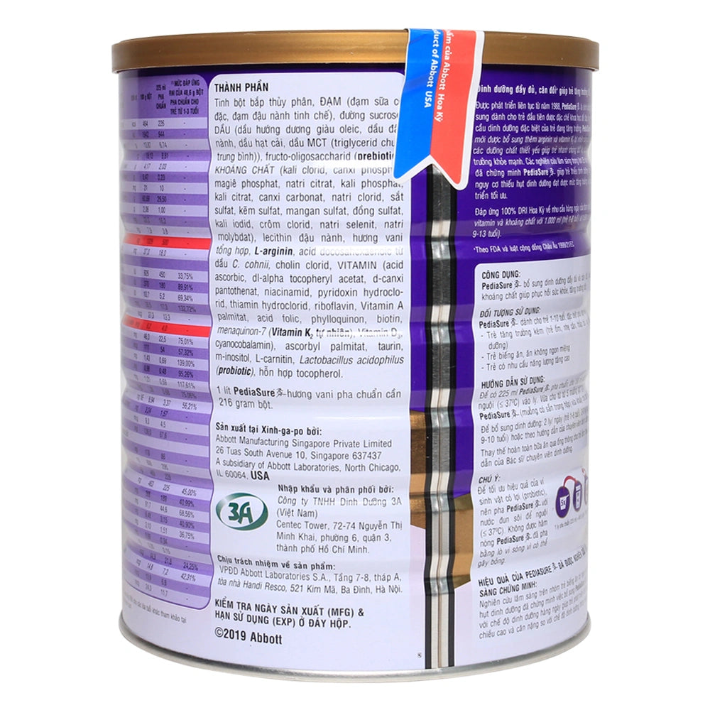 Sữa Pediasure hương Vani 1,6kg (1-10 tuổi)