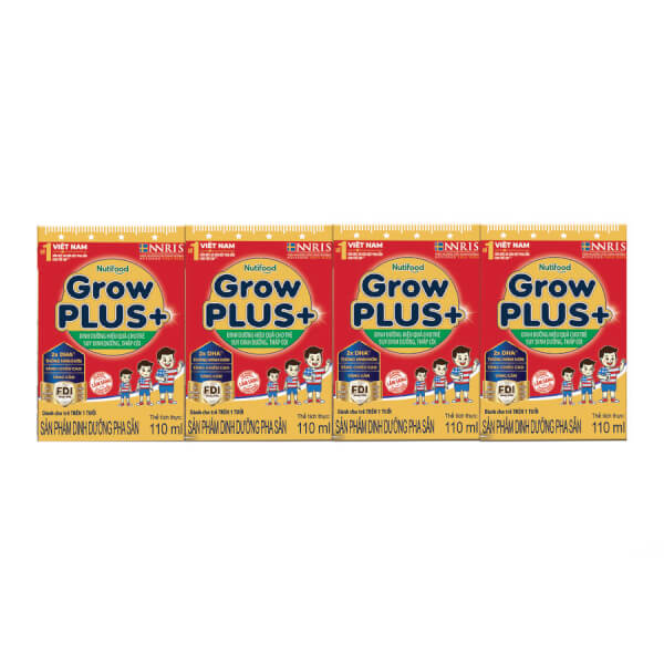 Sữa uống dinh dưỡng Nutifood GrowPLUS+ đỏ 4x110ml