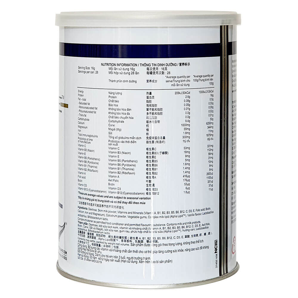 Sữa non Alpha Lipid Lifeline New Zealand 450g