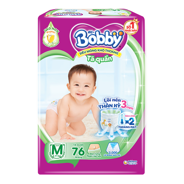 Bỉm-Tã quần Bobby size M 76 miếng (6-11kg)