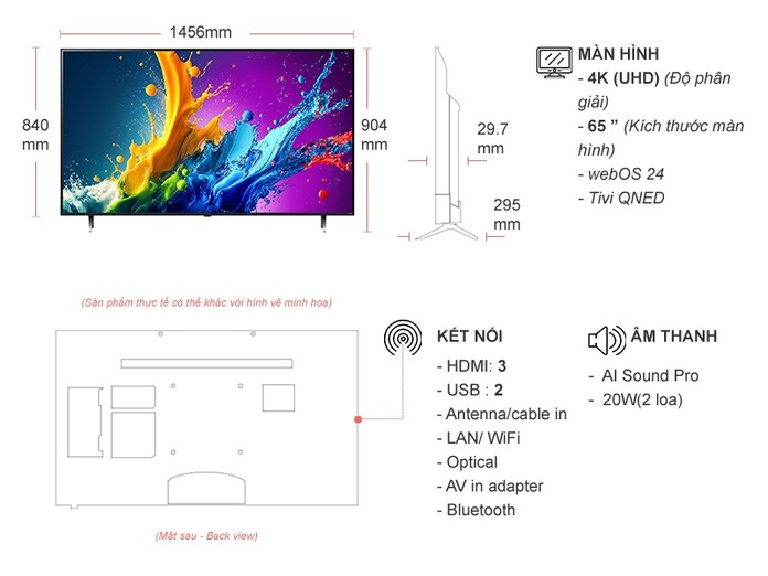 Tivi LG 65 inch QNED 4K 65QNED80TSA Mới 2024 Có Giá Rẻ Nhất