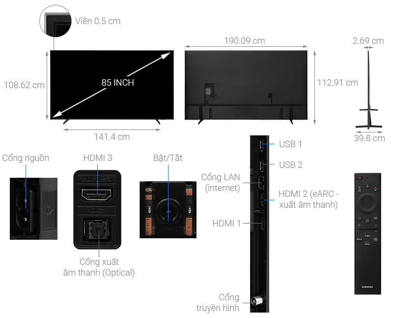TIVI Samsung 85 inch Crystal UHD 4K BU8000