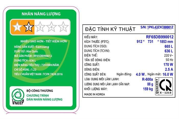 Tủ lạnh Samsung Bespoke RF65DB990012SV Inverter 636 lít