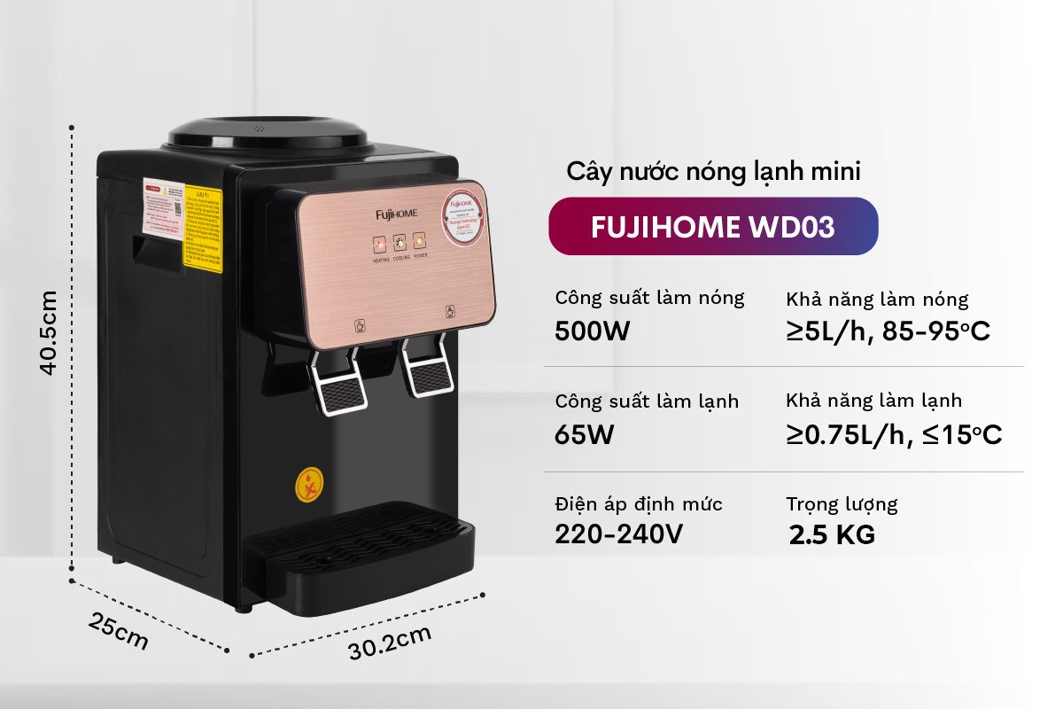 Cây Nước Nóng Lạnh Để Bàn Mini FUJIHOME WD03E