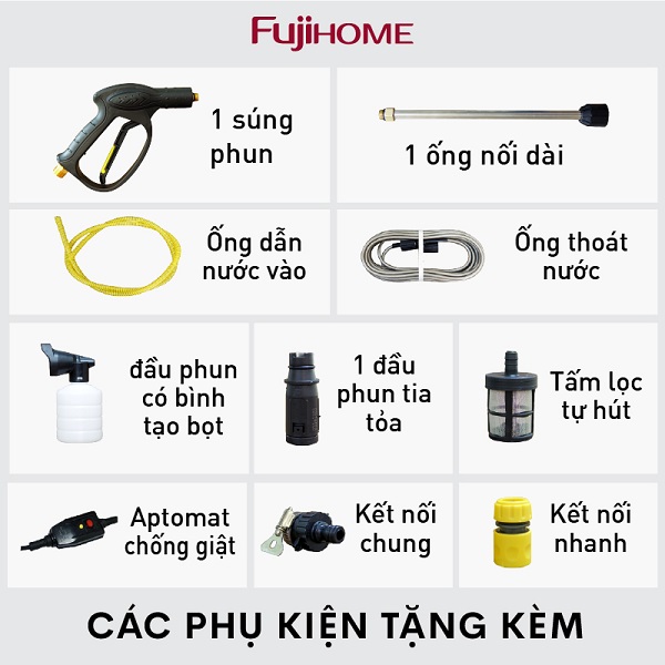 Máy rửa xe mô tơ cảm ứng từ FujiHOME PW02AG