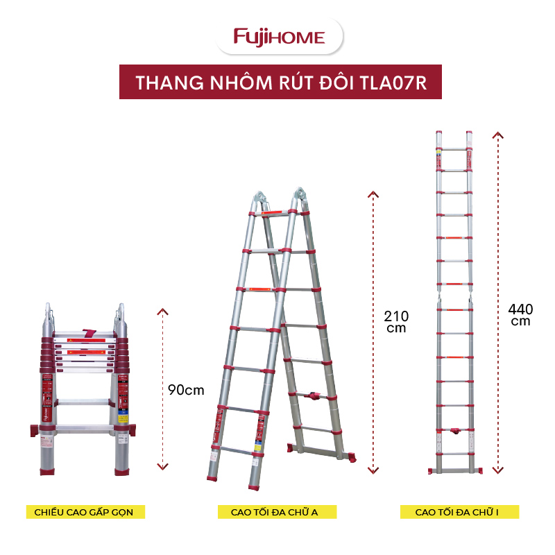 Thang nhôm rút gọn chữ A FUJIHOME TLA07R