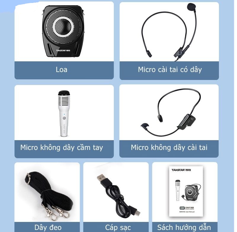 Loa trợ giảng sử dụng mic không dây cài đầu E8W