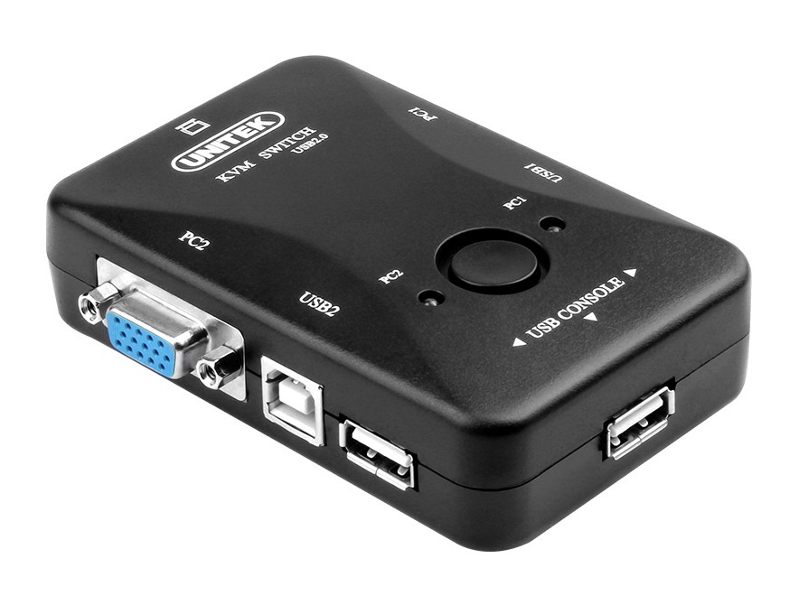 Bộ chuyển đổi 2-1 VGA KVM + USB 2.0 UNITEK U-8709ABK