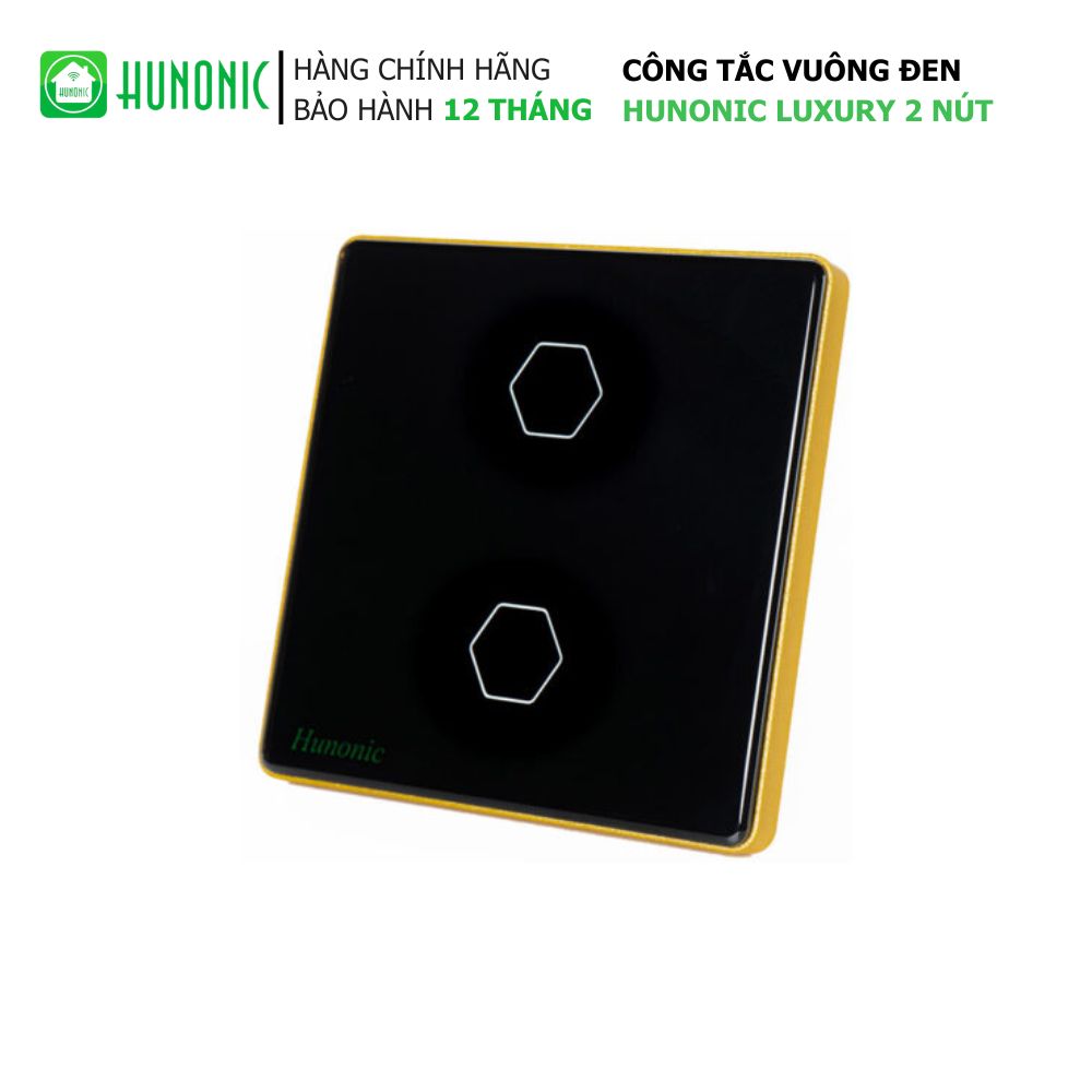 Công Tắc Cảm Ứng WiFi Hunonic 2 Nút,HV (Đen) (HN02SVD)
