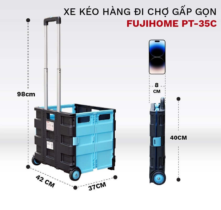 Xe Kéo Hàng Đi Chợ Rút Gọn FUJIHOME PT-35C